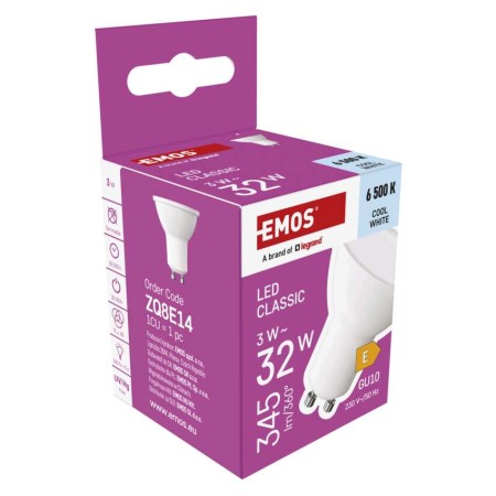 Faretto LED GU10 3W (35W) 6500K 345lm Luce Fredda 3 Anni Garanzia | EMOS ZQ8E14