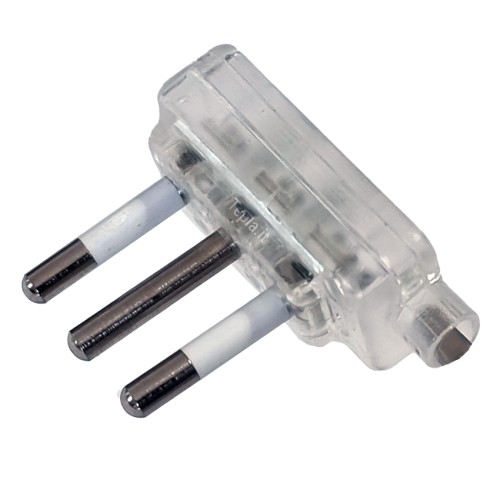 Spina Micro Trasparente 10A: ideale per cavi tessili colorati e lampade da tavolo.
