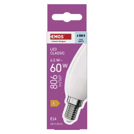 Lampadina LED Oliva E14 6.5W (60W) 806lm 6500K Luce Fredda | Emos ZQ3E44