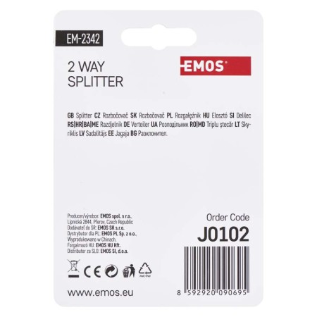 Splitter Antenna 2 Uscite - Classe A - Power Pass - 3.7dB | EMOS EM2342