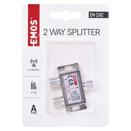 Splitter Antenna 2 Uscite - Classe A - Power Pass - 3.7dB | EMOS EM2342