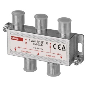 Splitter Antenna EMOS: Segnale TV chiaro e forte con 4 uscite.