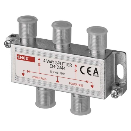 Splitter Antenna EMOS: Segnale TV chiaro e forte con 4 uscite.