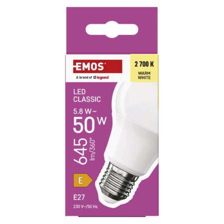 Lampadina LED E27 7W (60W) 806lm 2700K Luce Calda | EMOS ZQ5E31