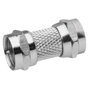 Giunto satellitare maschio/maschio tipo F per connessioni TV e SAT.