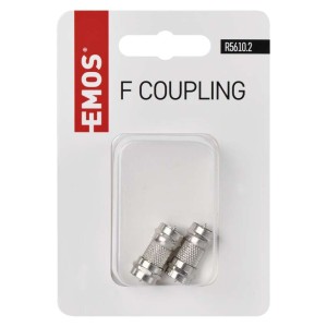 Giunto satellitare maschio/maschio tipo F in blister da 2 pezzi per connessioni TV e SAT. 2