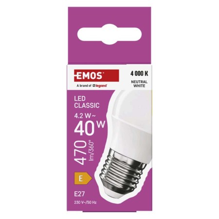Lampadina LED Sfera E27 4.2W (40W) 4000K 470lm Luce Neutra | Emos ZQ6E23