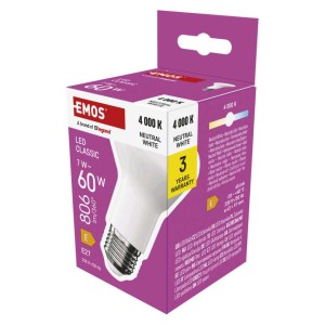 Lampadina LED R63 E27 7W (60W), 4000K, 806LM, Emos