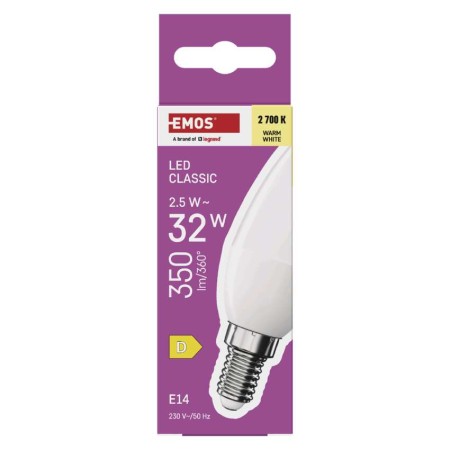 Lampadina LED Oliva E14 2.5W (35W)  2700K Luce Calda | Emos ZQ3D11