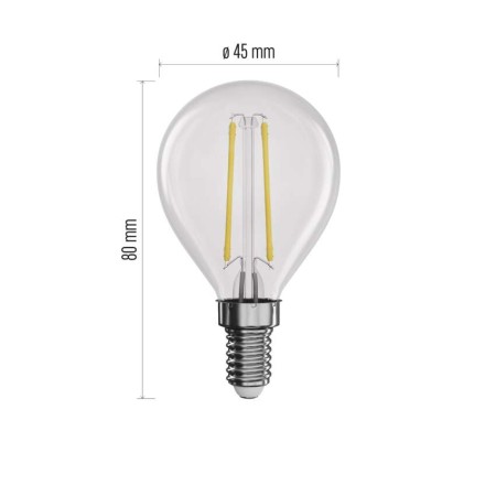 Lampadina LED Filamento E14 1.8W (25W) Luce Neutra 4000K 250LM Sfera Chiara | Emos ZF1201