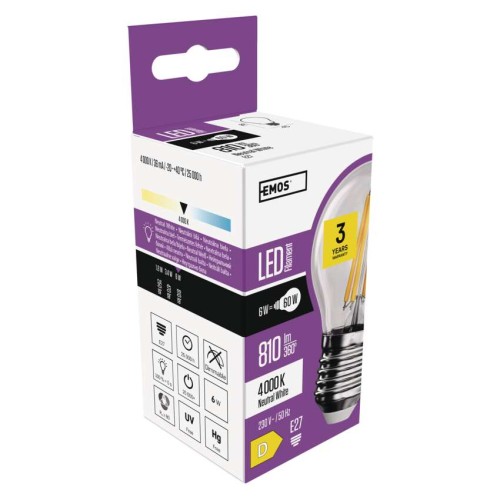 Lampadina LED Filamento E27 6W (60W)...