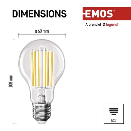 Lampadina LED Filamento Classe A E27 7.2W (100W) 4000K 212lm/W | EMOS ZF5168