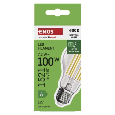 Lampadina LED Filamento Classe A E27 7.2W (100W) 4000K 212lm/W | EMOS ZF5168