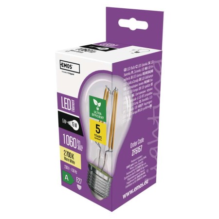 Lampadina LED Filamento E27 5W 2700K Classe A 212lm/W | EMOS ZF5157