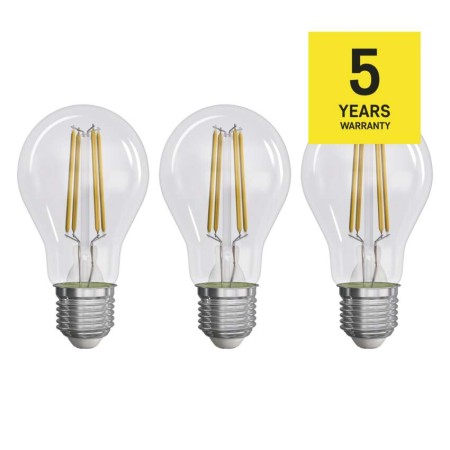 Confezione da 3 Lampadine LED Filamento E27 3.8W (60W) 4000K Classe A: Luce Bianca Naturale | Emos ZF5148.3