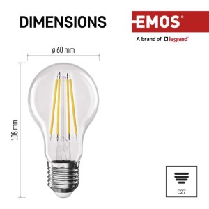 Confezione 3 Lampadine LED Filamento E27 3.8W 4000K Classe A Luce Bianca Naturale | Emos ZF5148.3 2