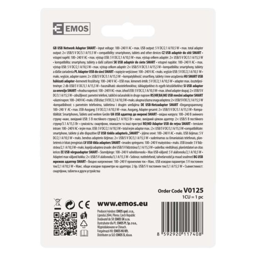 Caricabatterie USB 15W 2 Porte USB-A...