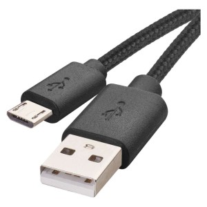 cavo usb micro-b 2m nero treccia tessile emos sm7008bl