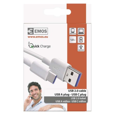 Cavo USB-C 1,5m Bianco – Ricarica Rapida 5A e Trasferimento Dati | EMOS SM7026