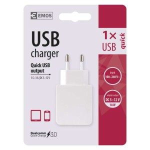 Caricabatterie USB da Parete 18W con Porta USB-A QC 3.0 - EMOS V0113 2