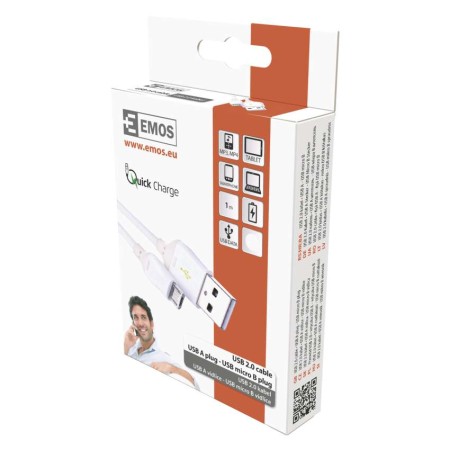 AVO USB-A 2.0 a Micro USB-B 2.0 1m Bianco - Ricarica Rapida | EMOS SM7004W