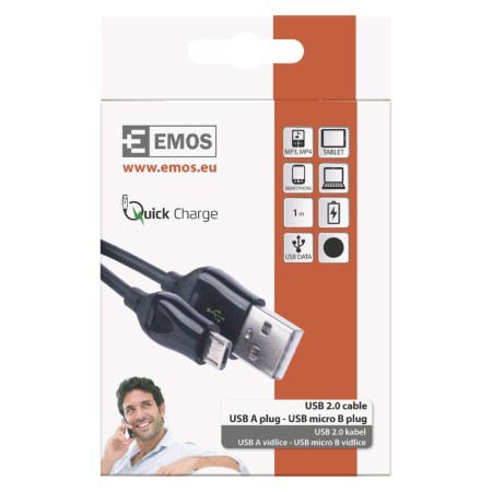 Cavo USB micro USB 1m Nero – Ricarica Rapida e Dati | EMOS SM7004B