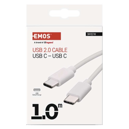 Cavo USB-C a USB-C 2.0 1m Bianco – Ricarica e Trasferimento Dati | EMOS SM7027W