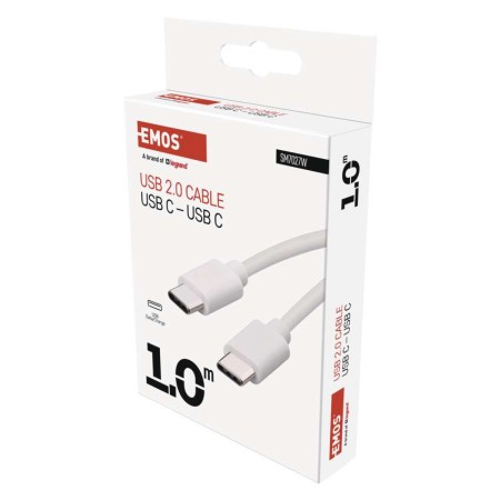 Cavo USB-C a USB-C 2.0 1m Bianco – Ricarica e Trasferimento Dati | EMOS SM7027W