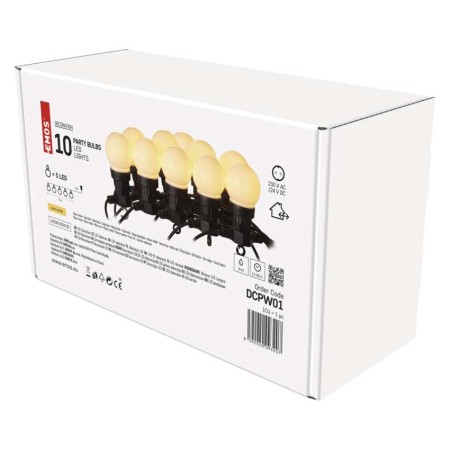 Catena Luminosa LED con 10 Lampadine Opache, 5 m, per Interni ed Esterni, Luce Calda Bianca | EMOS DCPW01