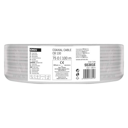Cavo Coassiale 100m, Ø 6,8 mm, per Ricezione Segnale TV e SAT | EMOS S5381E