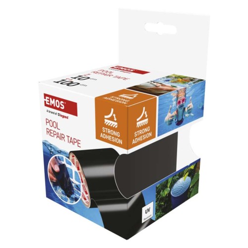 Nastro riparatore piscina nero EMOS F6110 impermeabile UV resistente adesione forte applicazione underwater 10cm