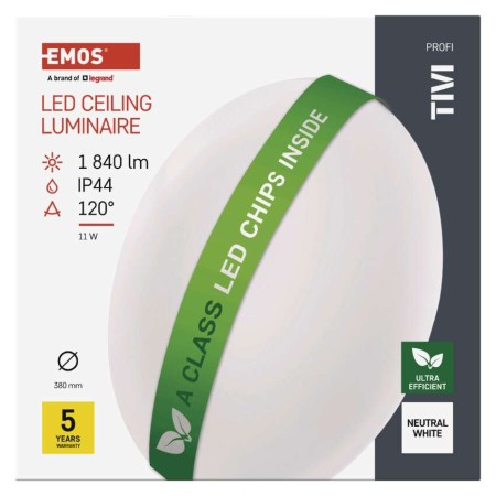 Plafoniera LED TIVI Classe A 11W: 115W Equivalente | Emos ZM3407