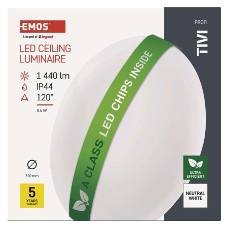Plafoniera LED TIVI Classe A 8.6W: 90W Equivalente | Emos ZM3406