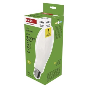 Lampadina LED a Filamento ED90 E40 36W 4000K 6000LM per Illuminazione Stradale  Emos ZF5154 - 3 Anni di Garanzia