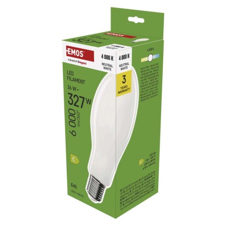 Lampadina LED a Filamento ED90 E40 36W 4000K 6000LM per Illuminazione Stradale  Emos ZF5154 - 3 Anni di Garanzia