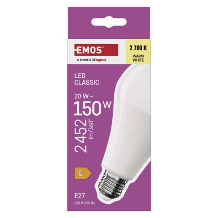 Lampadina LED Goccia E27 A80 20W (150W) 2452lm 2700K Luce Calda | EMOS ZQ5E81