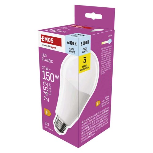 Lampadina LED Goccia E27 A80 20W (150W) 2452lm Luce Fredda 6500K | EMOS ZQ5E84