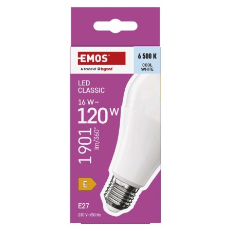 Lampadina LED Goccia E27 A70 16W (120W) 1901lm 6500K Luce Fredda | EMOS ZQ5E74