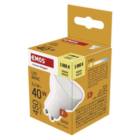 Lampadina LED GU10 5.2W 450lm 3000K Luce Calda | Emos ZL8F22