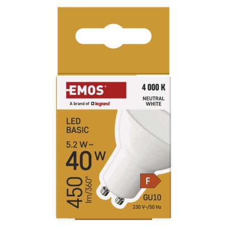 Lampadina LED GU10 5.2W (40W) 450lm 4000K Luce Neutra | Emos ZL8F23