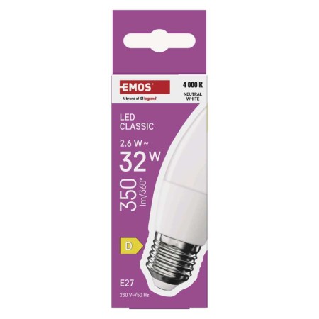 Lampadina LED Oliva E27 2.5W (35W) 350lm 4000K Luce Naturale | EMOS ZQ4D13