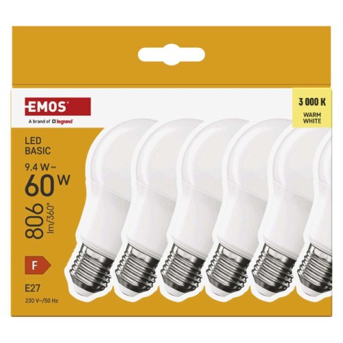 Set 6 Lampadine LED A60 E27 9.4W...