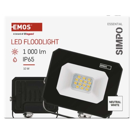 Faro LED SIMPO 10W 1000lm 4000K Colore Nero | EMOS ZS2213