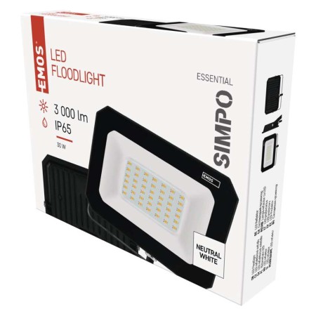 Faro LED SIMPO 30W 3000lm 4000K Colore Nero | EMOS ZS2233