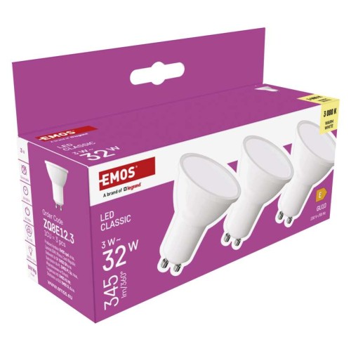 Set 3 Faretti LED GU10 3W 3000K (35W)...