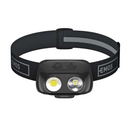Lampada Frontale LED COB Ricaricabile, 500 lm, Sensore Touchless, 7 Modalità, 130m di Portata, USB-C | EMOS P3542