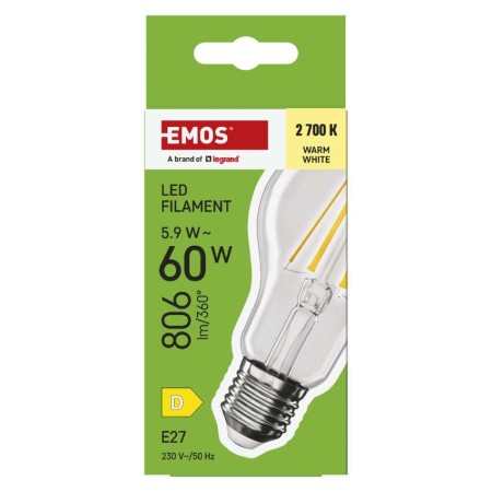 Lampadina LED Filamento Goccia E27 5.9W (60W) 806lm 2700K Luce Calda | Emos ZF5D42