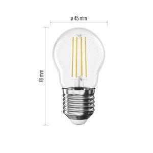 Lampadina LED Filamento Sfera E27 3.4W 470lm 2700K Luce Calda | Emos ZF6D22 2
