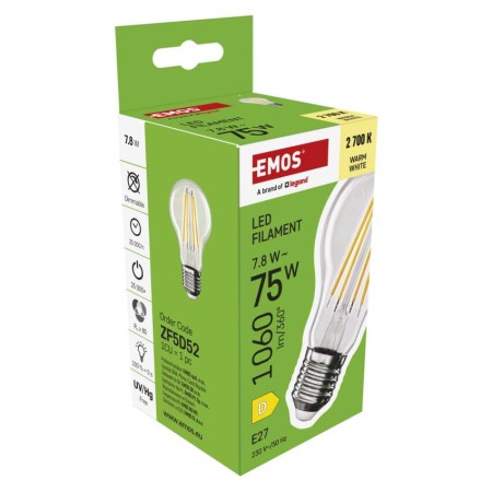 Lampadina LED Filamento Goccia E27 7.8W (75W) 1060lm 2700K Luce Calda | Emos ZF5D52