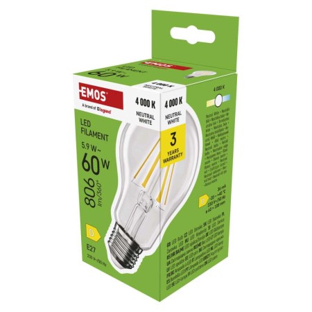 Lampadina LED Filamento Goccia E27 5.9W 806lm 4000K Luce Neutra | Emos ZF5D43